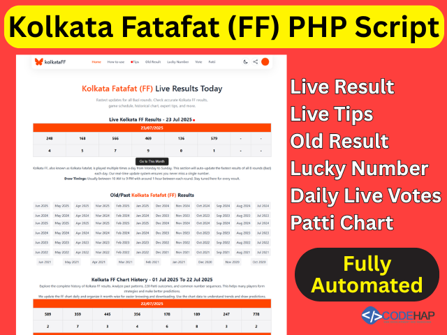 Kolkata FF Live Result Fully Automated PHP Script