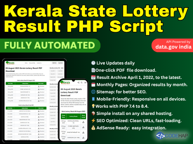 Kerala Lottery Results Fully Automated PHP Script